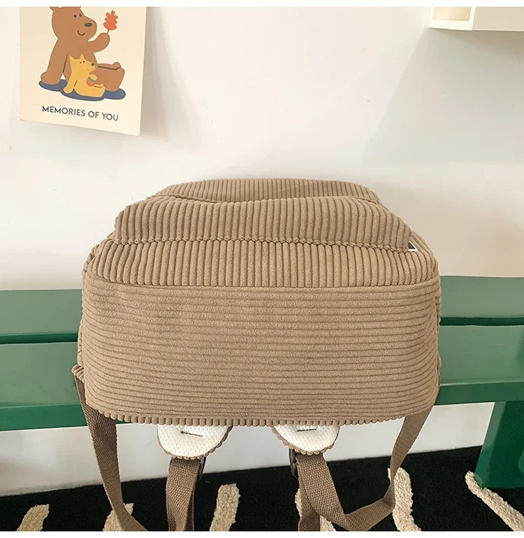 Solid Nylon Soft Sewing Thread Zipper School Bags 2026 High Quality Large Capacity Bags Corduroy Casaul Softback Youth Backpack