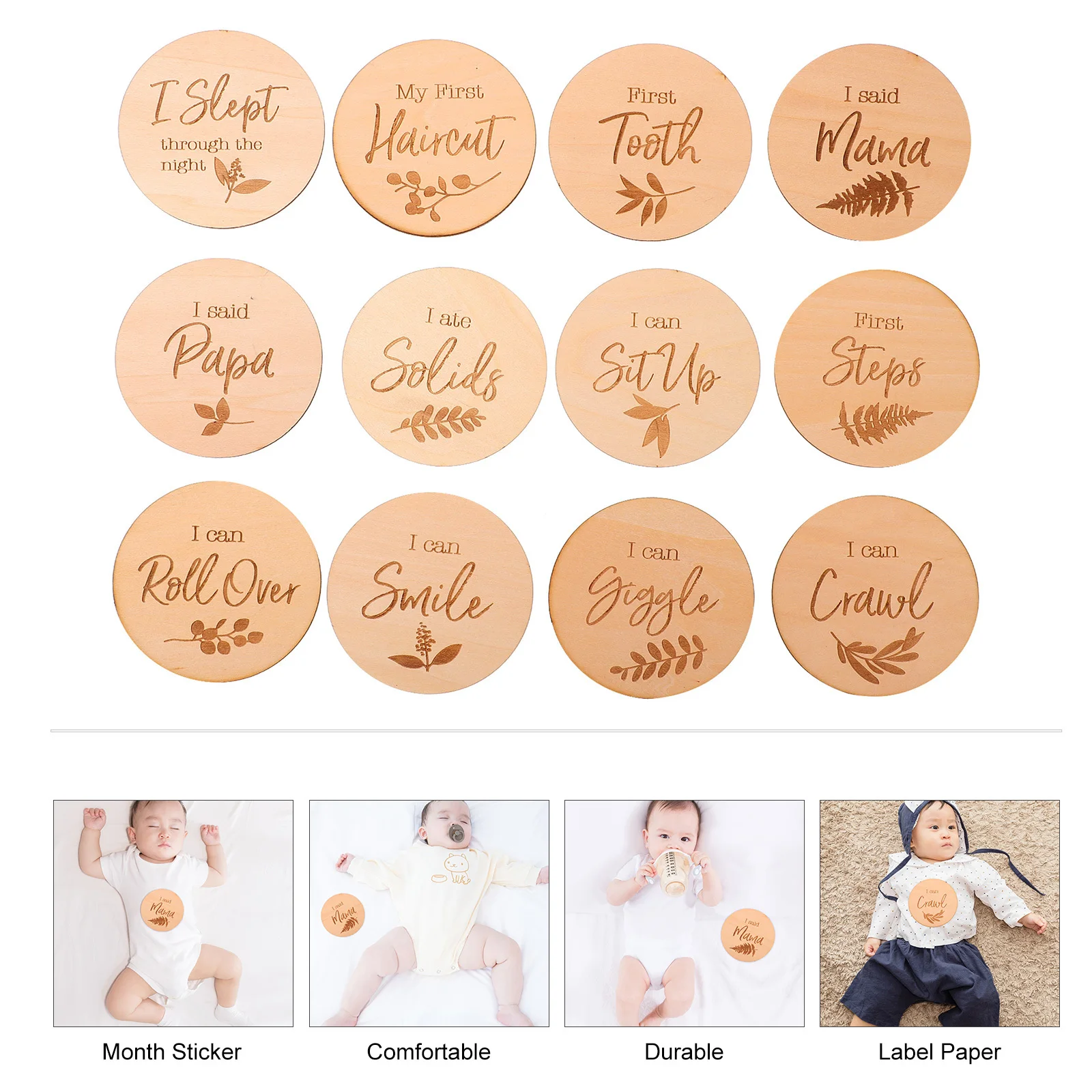 

12 Pcs Growth Commemorative Card Infant Birthday Cards Photo Props for Baby Belly Newborn Milestone Commemorate