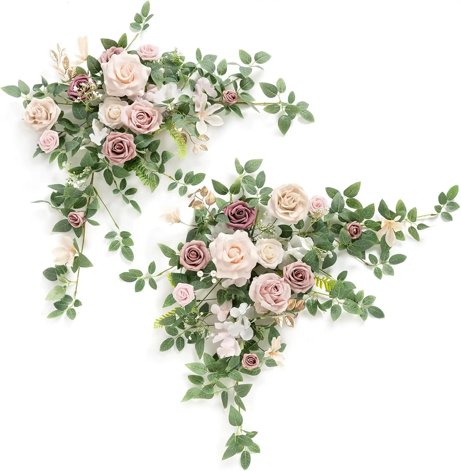 

Dusty Rose Artificial Floral Swags for Wedding Arch, Pink Rose Garland Greenery Centerpieces Decor