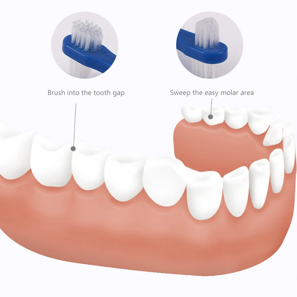 

3pcs Adult Toothbrush Simple Tshaped Short Handle Medium Bristles Small Head Denture Cleaning Efficient DentalBrushes Household