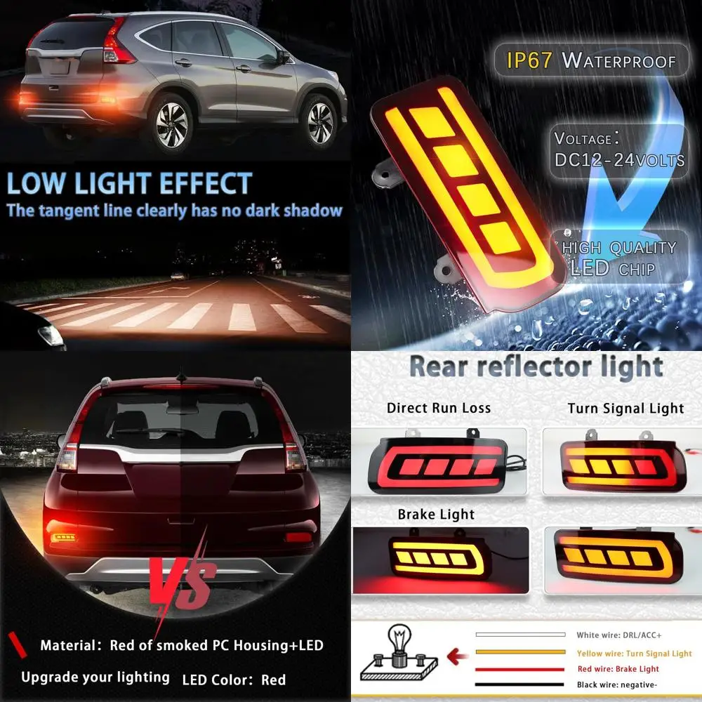 

Дымчатые светодиодные отражатели заднего бампера, противотуманные стоп-сигналы, совместимые с Honda CRV C-RV 2015 2016 EX EX-L Touring Accessorie