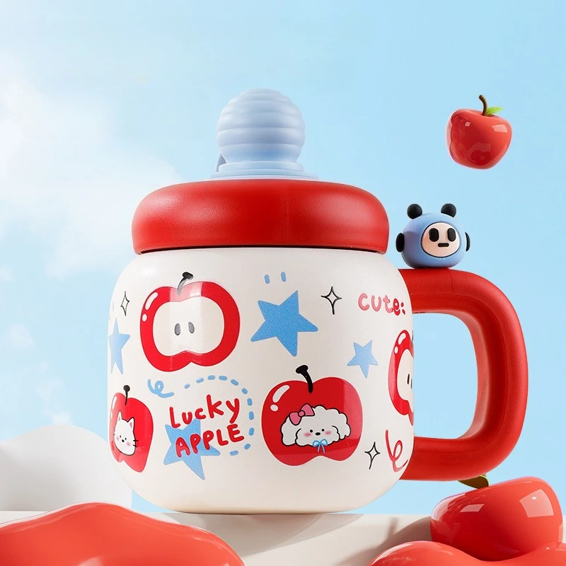 

Изолированная бутылка для воды на 800 мл с двойной крышкой для заварки чая для соломинки и прямого питья, герметичный стакан для горячей и холодной воды для офиса и дома