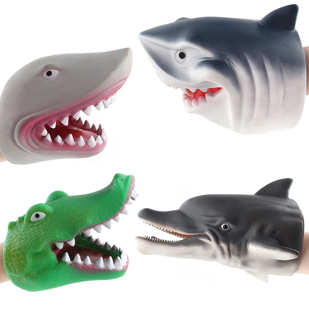 Marioneta de mano de delfín, cabeza de simulación gris, juego de rol, regalo para niños, juego imaginativo creativo, marioneta de mano de Animal