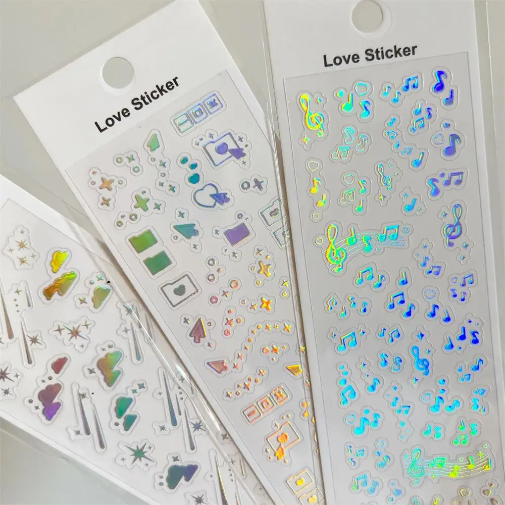 Hand Account Stickers Cute Style Eye-catching Unique 6 Pattern Types Durable Laser Cut Adhesive Decal Gradient Effect Decoration