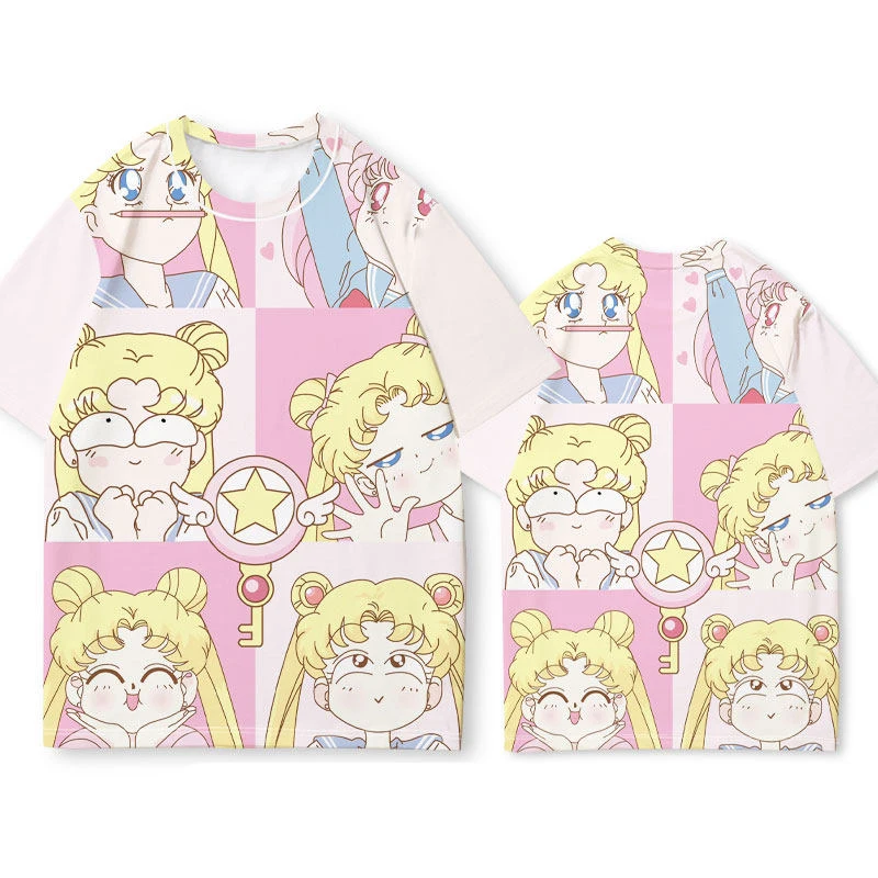 

Летняя футболка унисекс 2026 с 3D-принтом «Коллаж мемов Сейлор Мун и Кролик»: дышащая, быстросохнущая, для мужчин и женщин