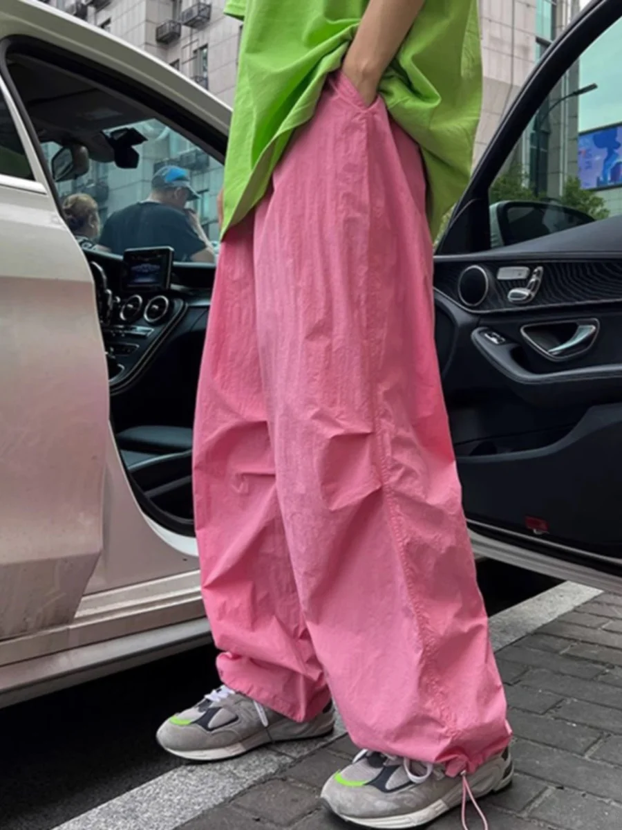 

Мужские брюки-карго из ледяного шелка с быстрым высыханием, модные рабочие брюки с завязками, летние повседневные прямые брюки с защитой от солнца