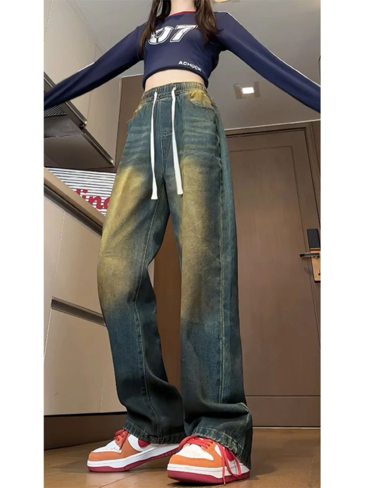 

Мужские джинсы прямого кроя в стиле ретро, осенне-зимние, брендовые, Cleanfit, в стиле High Street, широкие брюки в американском стиле