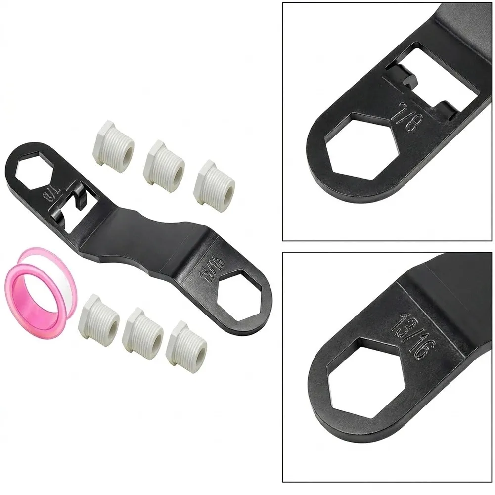 For rv Water Heater Drain Wrench Set 6 Piece Kit with Angled Tool for 7/8 15/16 inch Drain Sizes 1/2 NPT Thread