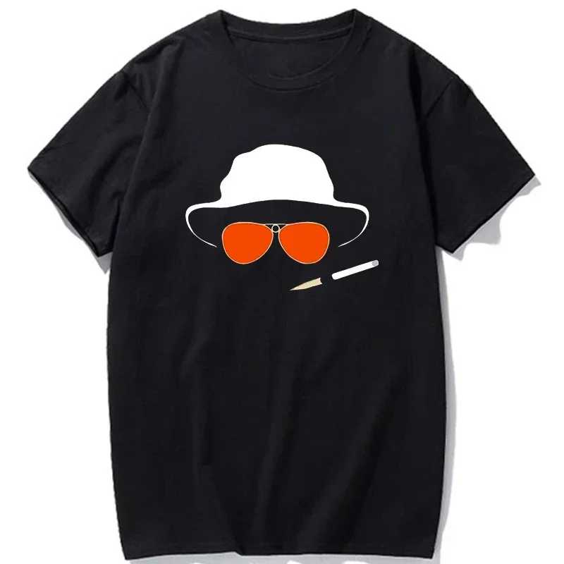 Sleeve Men Clothing Hat And Glasses T-shirt With Fear And Loathing In Las Vegas Graphic T Shirts Summer Men Fashion Vintage Tops