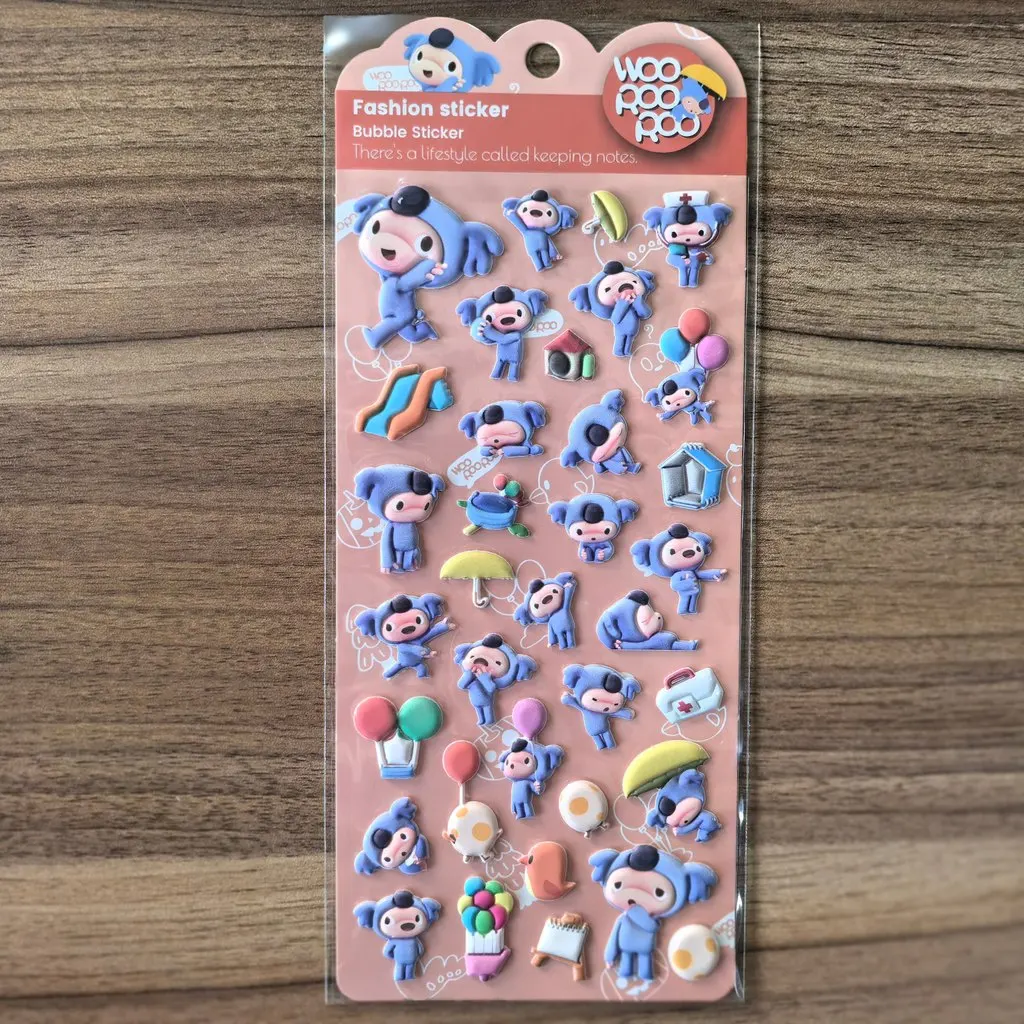 

4 листа наклеек с пузырьками Woo Hoo Roo Roo Fashion - милые наклейки с мультяшными персонажами для детских поделок, журналов, магазин AnimeWorlds