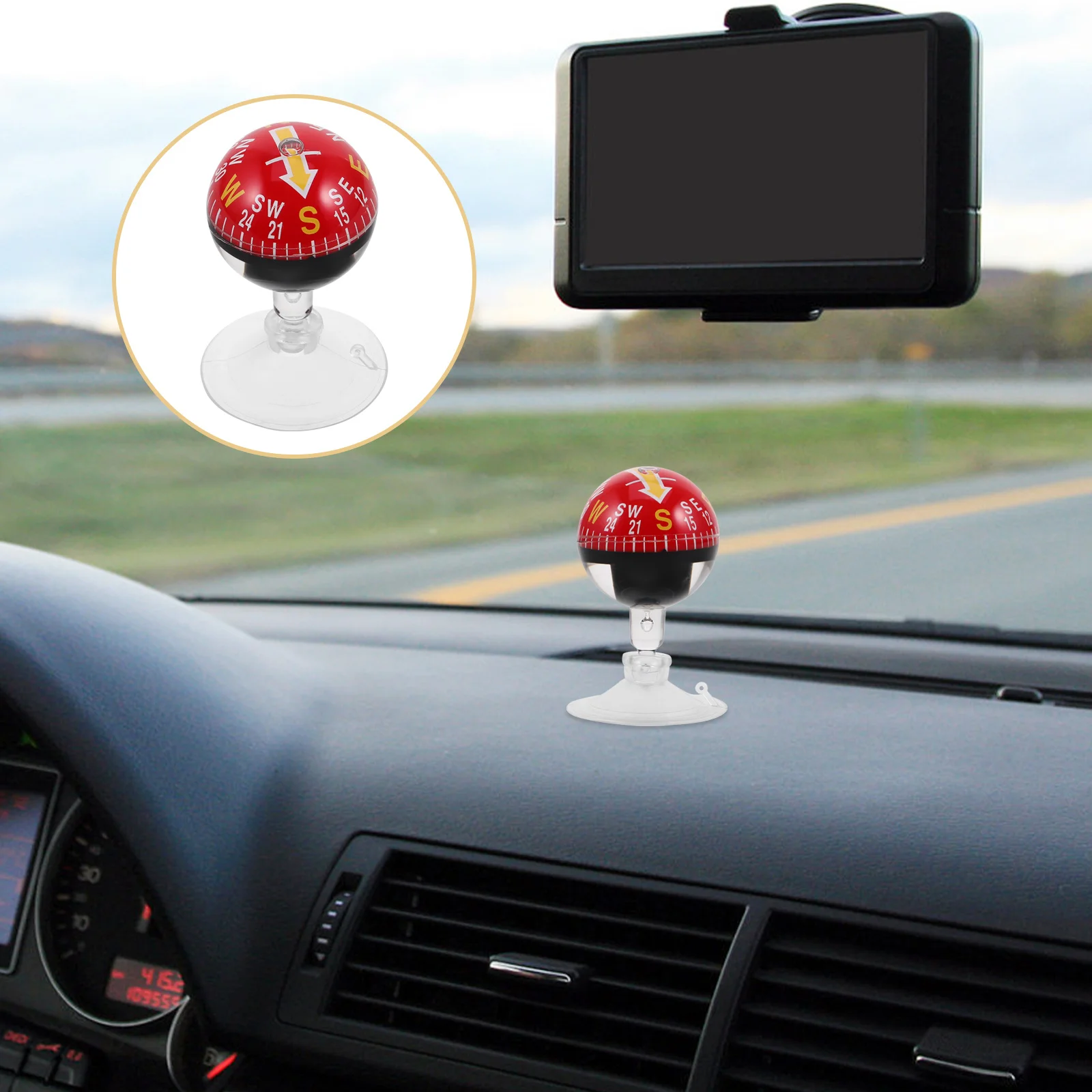 

Compact Vehicle Compass Suction Cup Dashboard Mount Accurate Directional Guidance Ideal Cars Boats Hiking Trips
