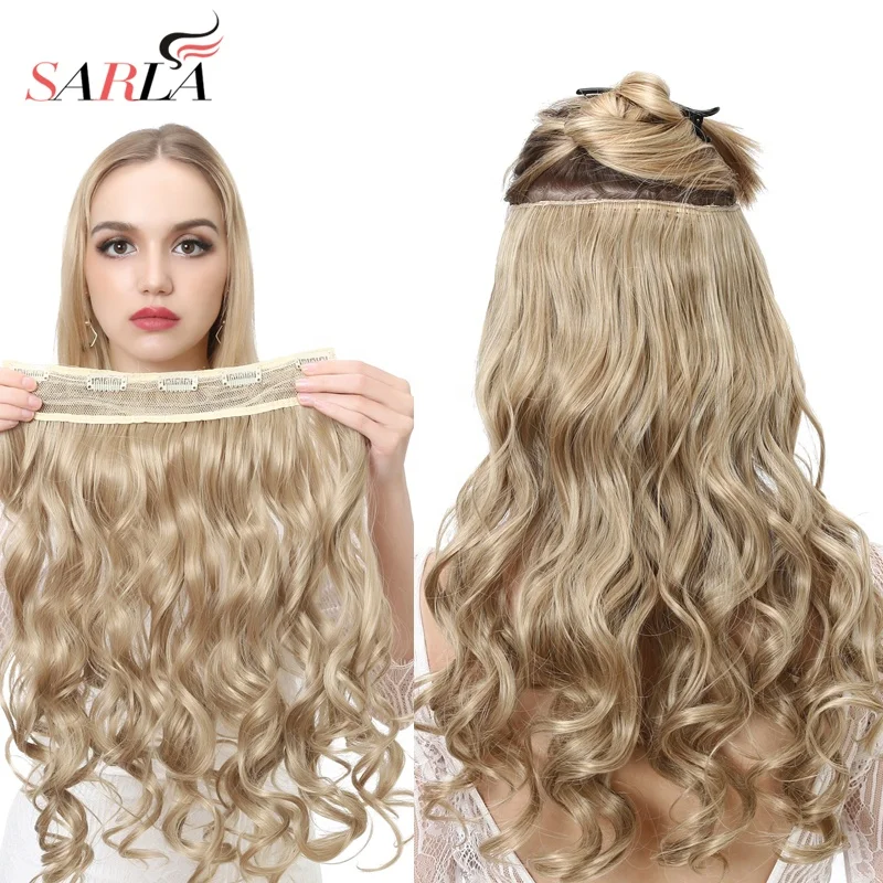 High Quality Synthetic Hair Manufacturer   Fiber Clip in One Piece Wholesale Ombre Seamless Hair Extensions for White Women