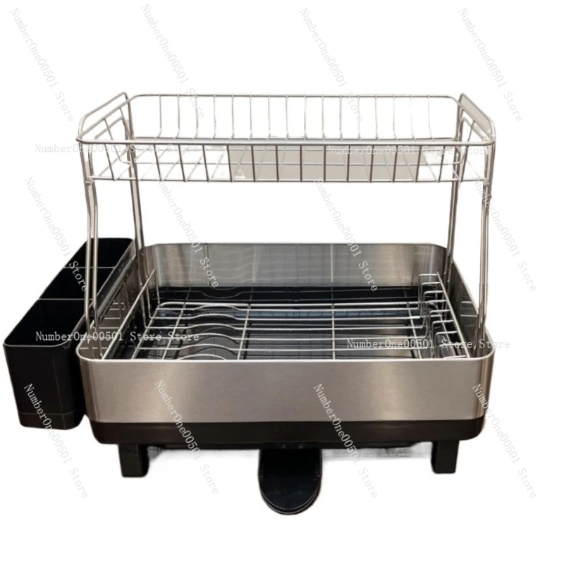 

304 Stainless Steel Bowl and Plate Double Layer Draining Rack Direct Drainage Large Capacity Chopstick Holder Knife Holder