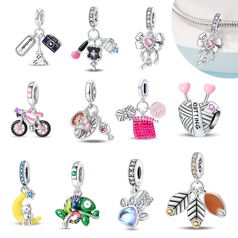 Versilberter Fahrrad-Anhänger mit niedlichem Emaille- und Herz-Detail, hypoallergen, für empfindliche Haut, trendiges Armband, Geschenk