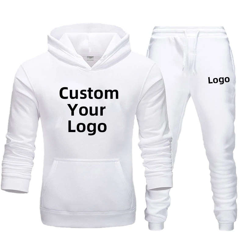 2023 New Men's Fashion Tracksuit Casual Customize your logo Sport Suit Jogging Suit diy printing Hoodie + Pants Set