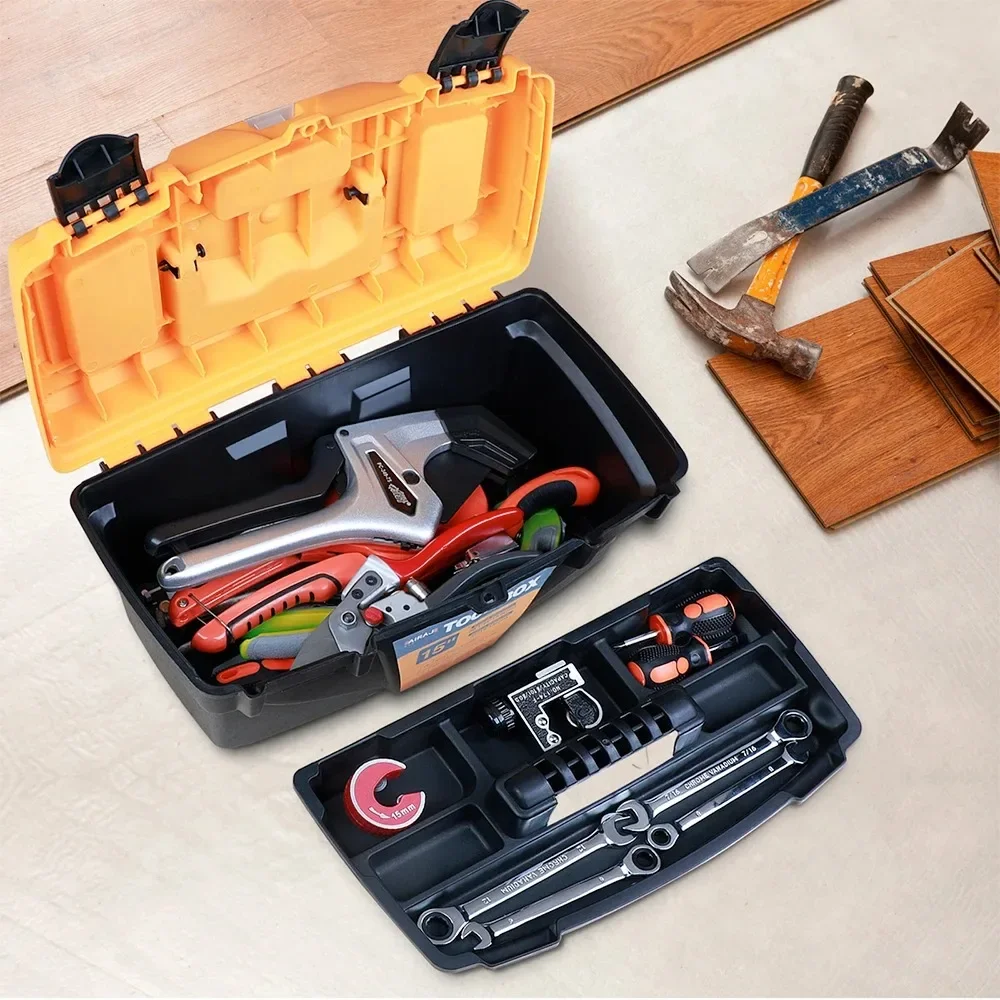 12/14/19/23Inches Hardware Toolbox Double Layer Plastic Thick Combination Suitcase Electrician Carpenter Electric Drill Toolbox