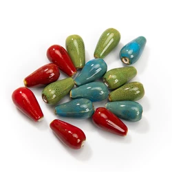 Handcrafted Ceramic Teardrop Beads Set 5 Pieces 25mm Multicolor Beads for DIY Jewelry Making