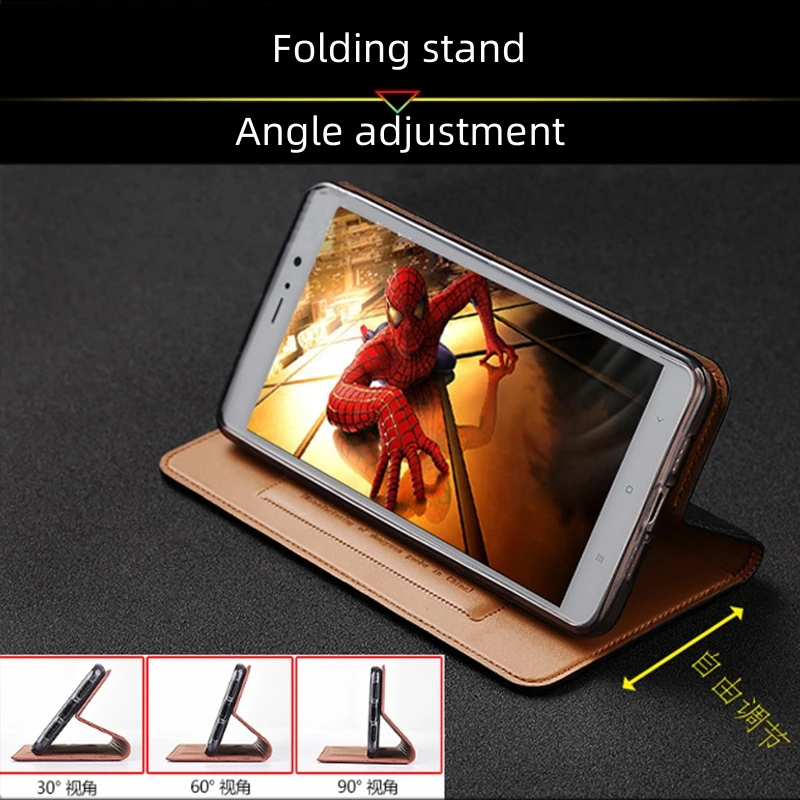 Nappa Pattern Genuine Leather Phone Case For Redmi 14C 14R 15 15C 4G 5G Magnetic Wallet Flip Cover Cases - Image 5