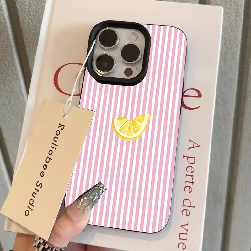 Orange Pink and White Stripes Phone Case For Samsung Galaxy A16 A26 A36 A37 A55 A56 A57 S26 Ultra S25 S24 FE S23 S22 Plus Cover view 3