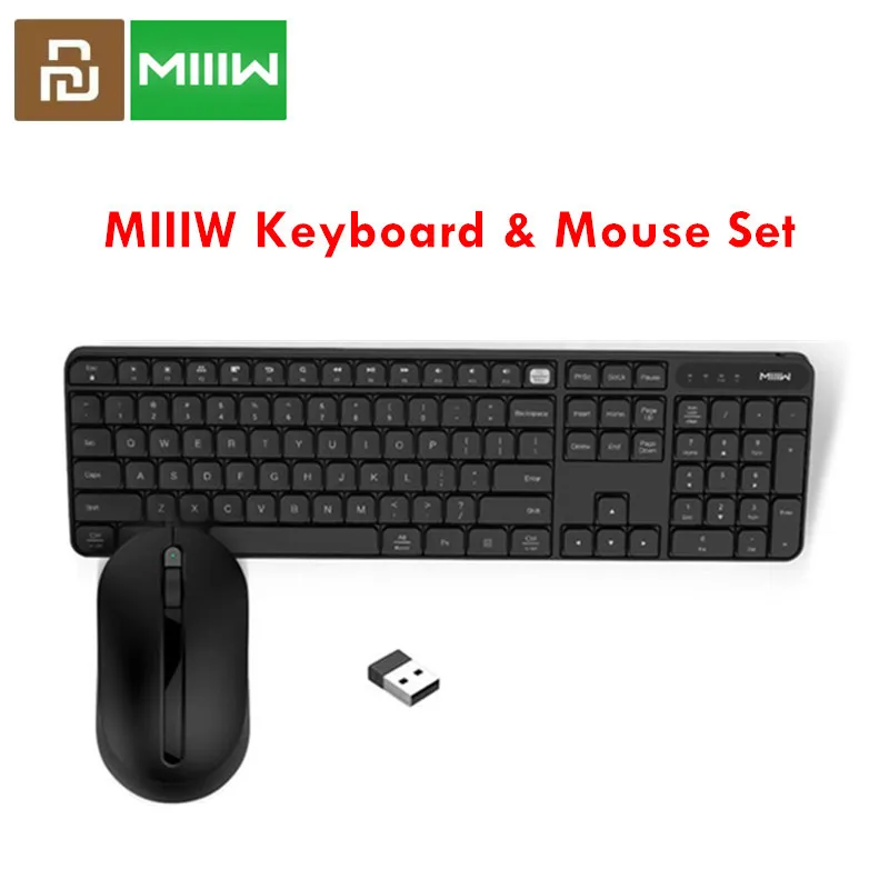 miiiw teclado e mouse com 24ghz original sem fio portatil a prova dagua com mouse e teclado usb conjunto com 104 teclas para escritorio xiaomi windows mac 01