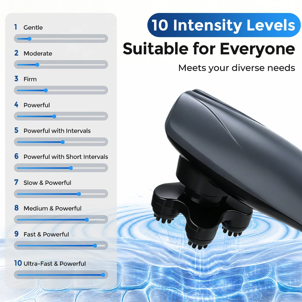 Handheld Percussion Massager EU Plug 220V Electric Dolphin Wand 12 Modes 10 Speeds 6 Heads for Shoulder Neck Back Muscle Comfort