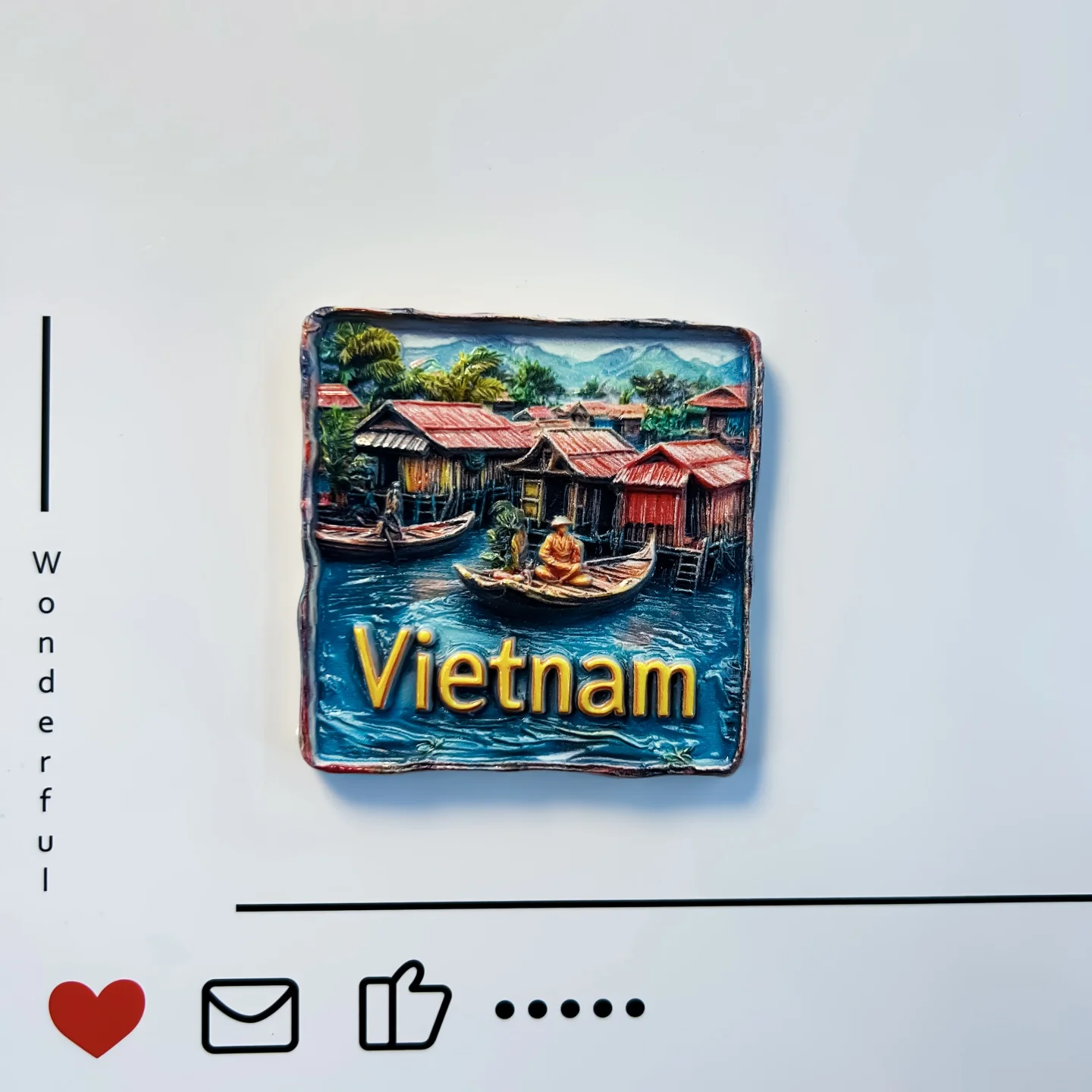 Vietnam, Mekong River, Delta, Tourist Souvenirs, Water Houses, Landscape Creativity, Refrigerator Stickers