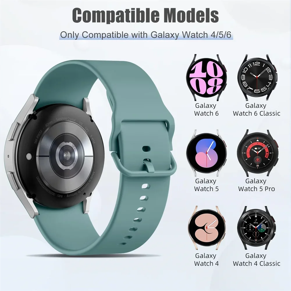 حزام رياضي لساعة سامسونج جالاكسي 7/FE/6/5/4 40 مللي متر 5 برو 45 مللي متر أساور سيليكون الرسمية جالاكسي 6 كلاسيكي 43 مللي متر 47 مللي متر