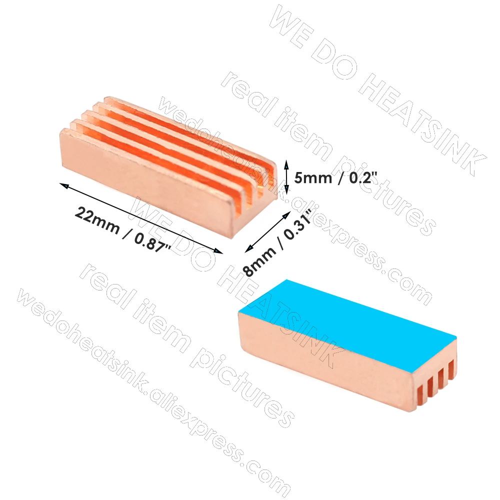 Disipador de calor cuadrado de cobre, disipador térmico autoadhesivo pretérmico para Raspberry Pi, VGA, RAM, enfriador, 10x10x7mm