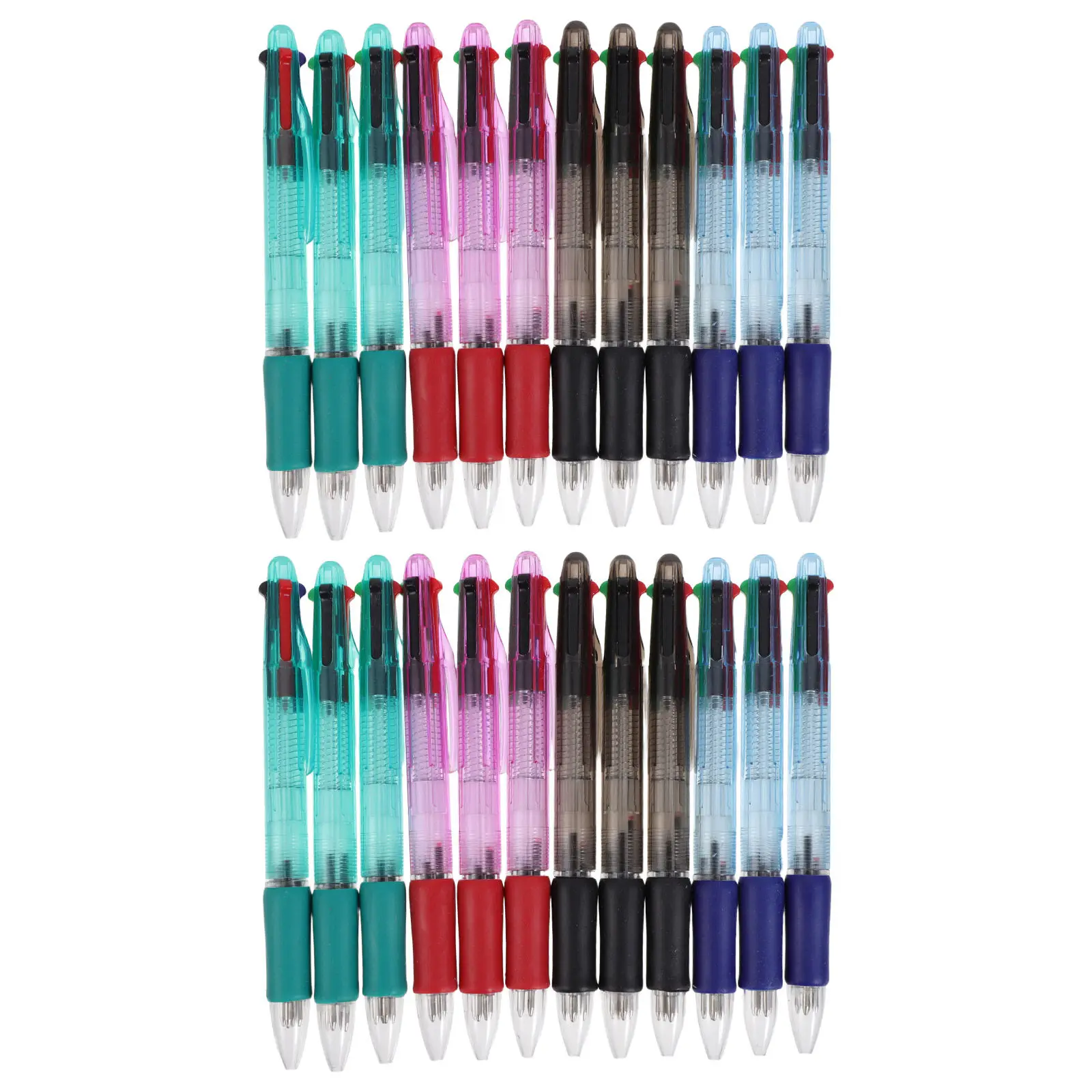 

24Pcs Multicolor Ballpoint Pens Set 0.7mm Retractable 4-in-1 Colored Ink Pen for Office School Journaling Smooth Writing