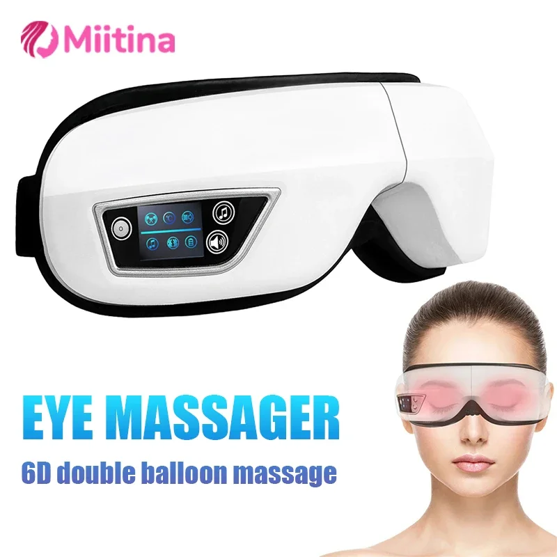 

Bluetooth Music Eye Massager 6D Smart Airbag Vibration Eye Care Instrument Hot Compress Eyes Massage Glasses Fatigue Pouch Care