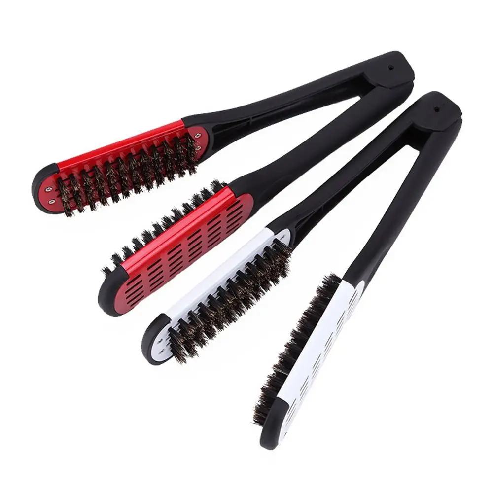 

Multifunctional Straight Hair Comb V-Shape Bristle Plywood Comb Heat-Resistant Dual Purpose Hairdressing Tool Women