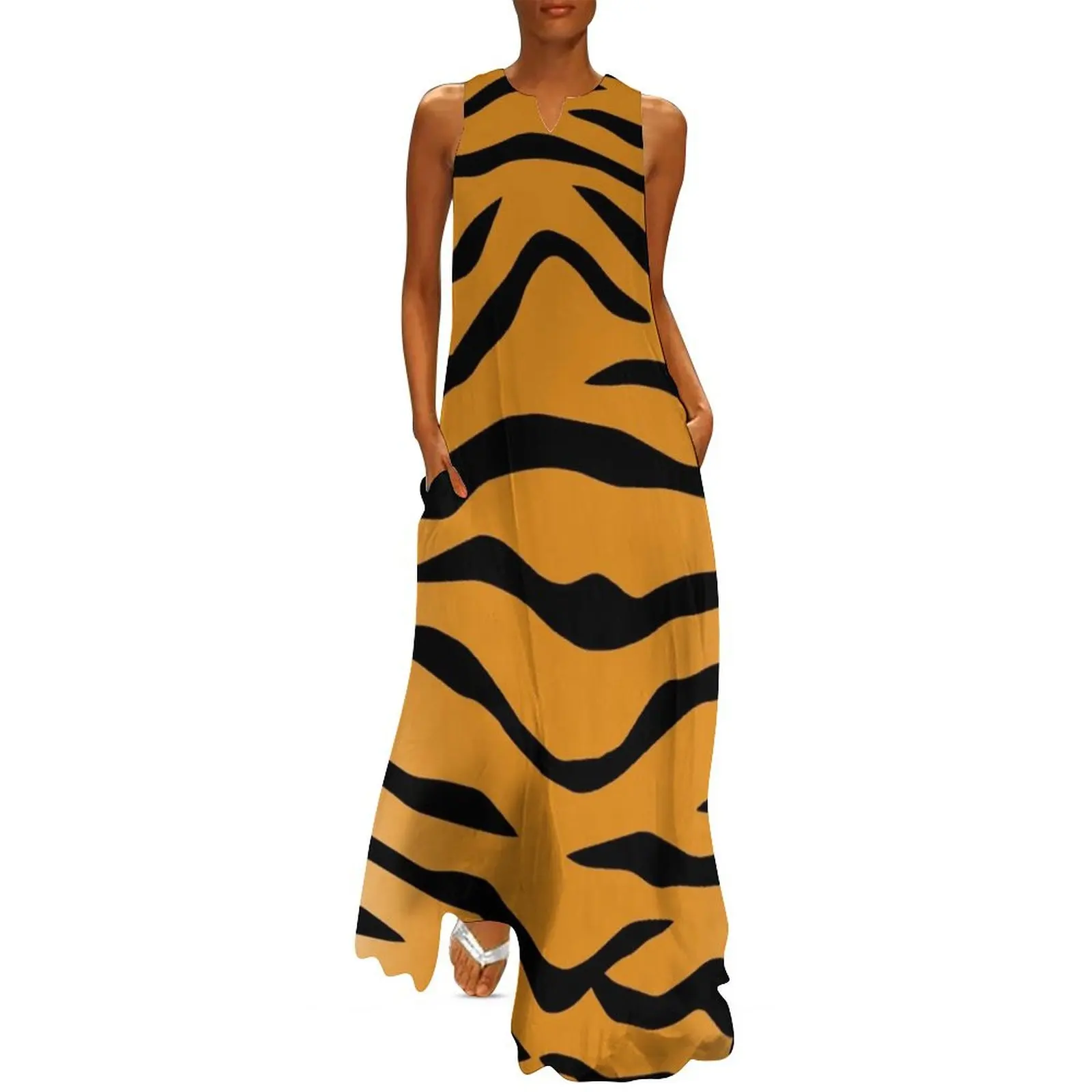 

Tiger Stripes Long Dress Elegant gown dress summer 2025 women luxury dress women's luxury party