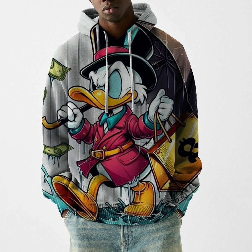 

Мужские толстовки с 3D принтом Дональда Дака и графикой, осенние уличные модные крутые топы с длинными рукавами, винтажная одежда с капюшоном