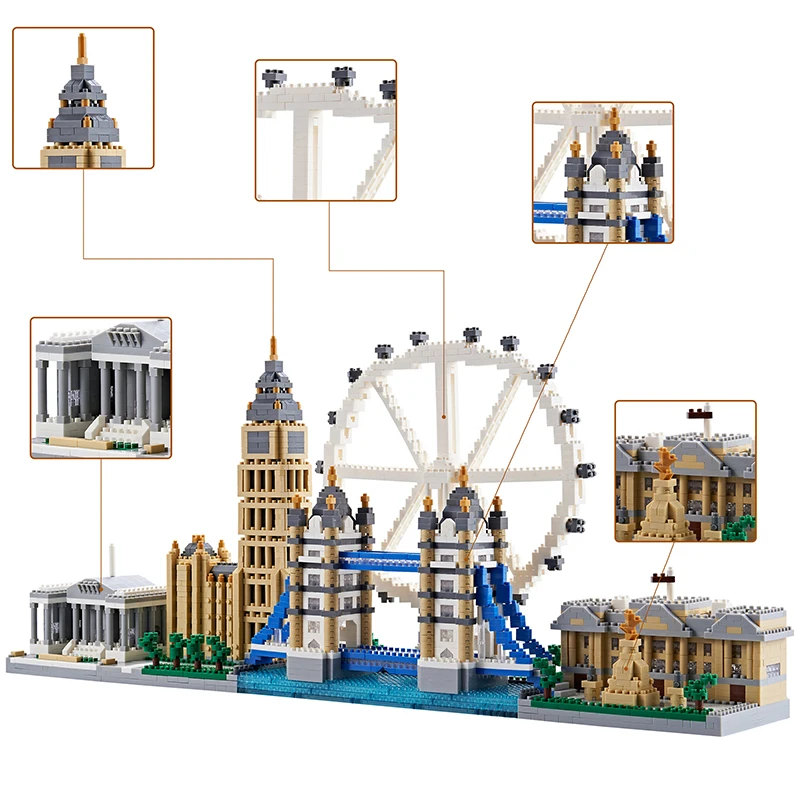 3430pcs London Tower Bridge City Skyline Building Blocks modello di architettura famoso in tutto il mondo giocattoli assemblati per adulti regali per bambini