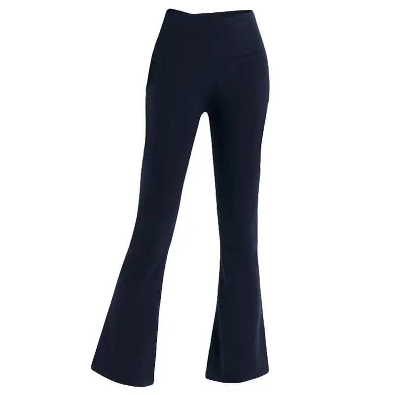 Pantalones acampanados de cintura alta con logotipo para mujer, pantalones de YOGA Bootcut de pierna ancha con bolsillo, suave, informal