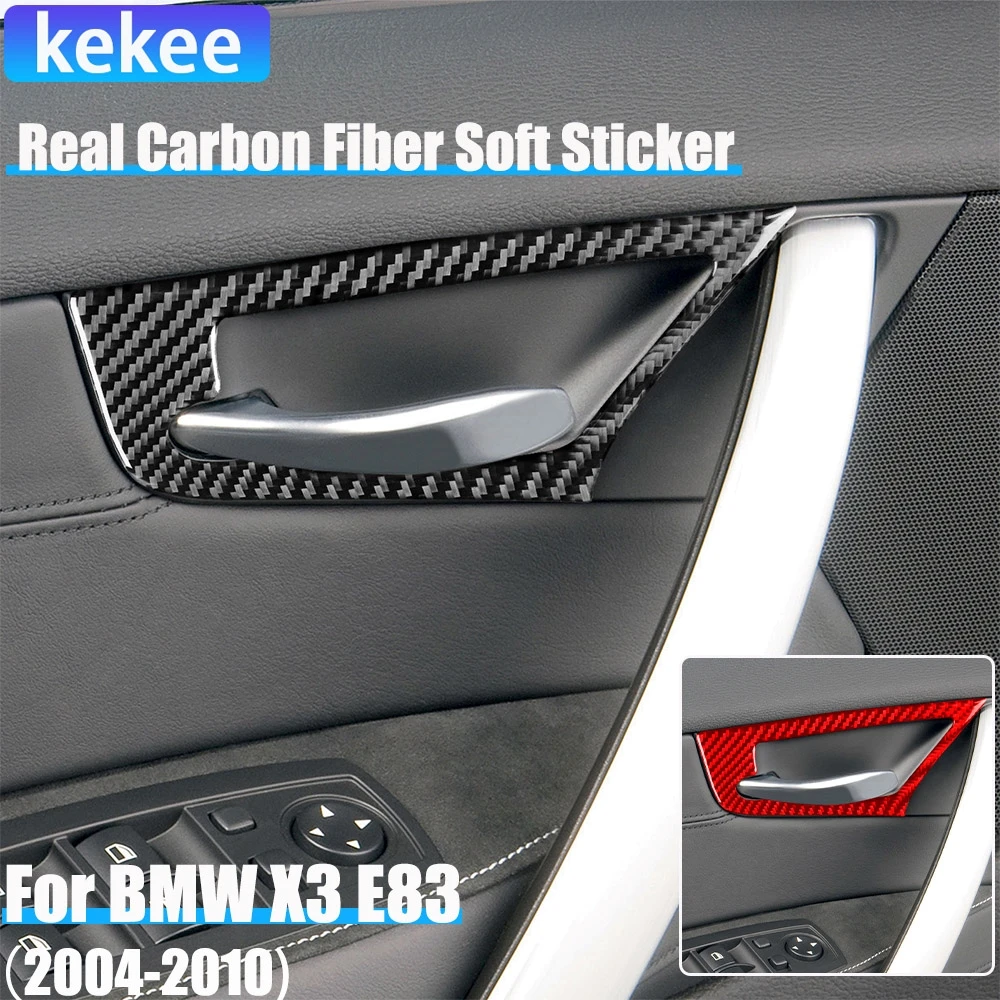

Real Carbon Fiber Car Accessories Door Handle Panel Trim Cover Soft Sticker For BMW X3 E83 2004 2005 2006 2007 2008 2009 2010