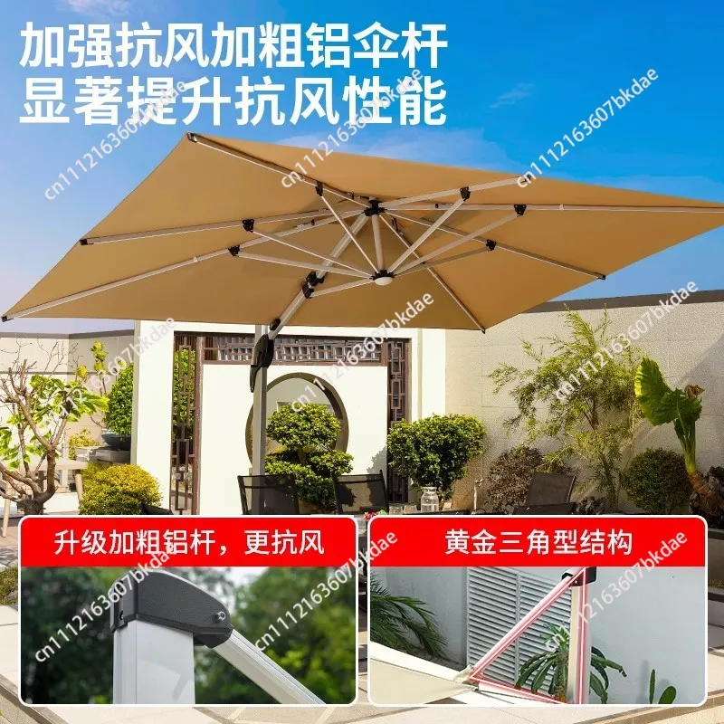 Commercial Grade 3x4m Cantilever Sun Umbrella - Waterproof LED Canopy & Sand-Filled Base for 5-Star Resorts/Restaurants