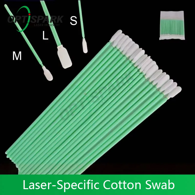 100pcs/bag Industry Cotton Micro Swab Dus Off Fiber Laser Tools Anti-static for Cleaning Laser Lens Protective Windows Head Part