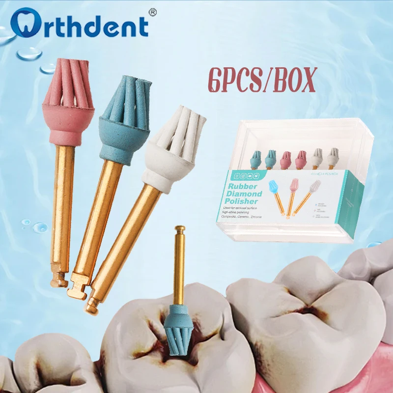 

6Pcs Dental Resin Polishing Kit Composite Rubber Wheel Polisher Spiral Flex Brush Diamond System RA Disc Dentistry Polish Tools