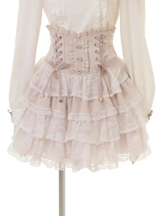 High Waist Mesh Short Skirt Japanese Style Quantity Production Type Body Shaping Hip Covering Cake Skirt Polyester Fiber