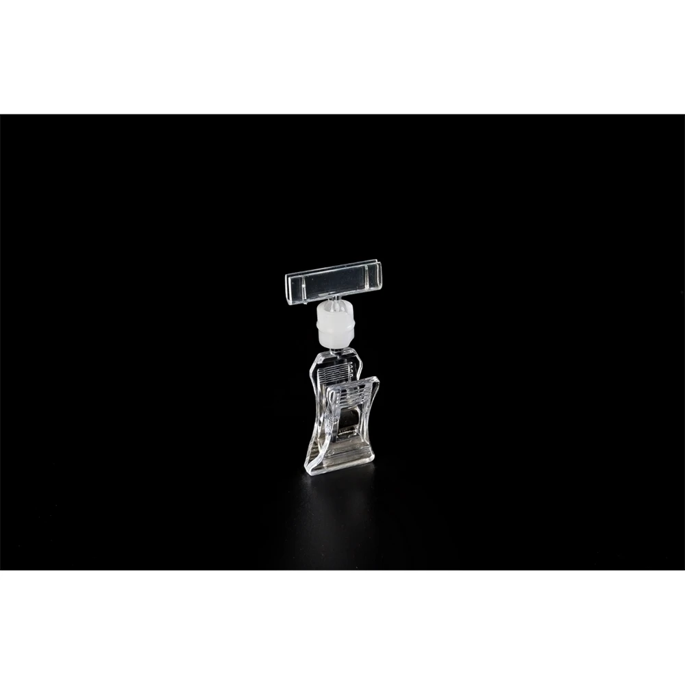 Office Note Holder Ticket Snap Double Spring Clips Clear Shelf Clip Label Holder With Heighten Pole