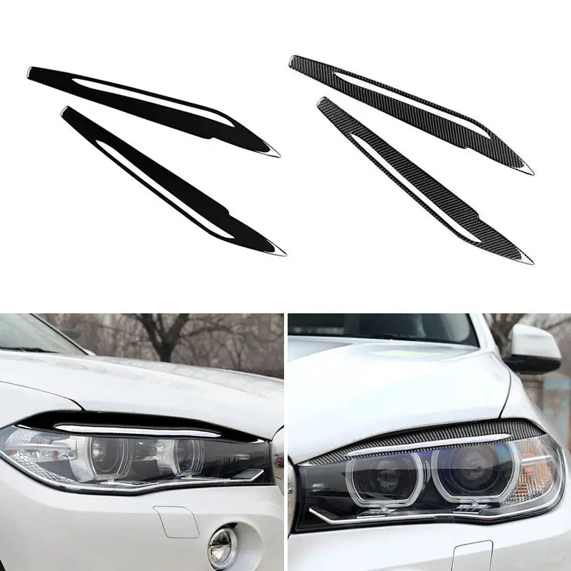 Car Accessories Front Headlight Eyebrow Eyelid Trim Sticker Cover For BMW X5 F15 X6 F16 2014 2015 2016 2017 2018