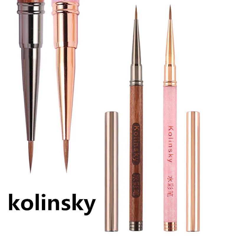 1/2개 신제품 콜린스키 아크릴 네일 브러쉬 퍼플 네일 브러쉬 아트 아크릴 순수 콜린스키 세이블 브러쉬 3D 페인팅 펜