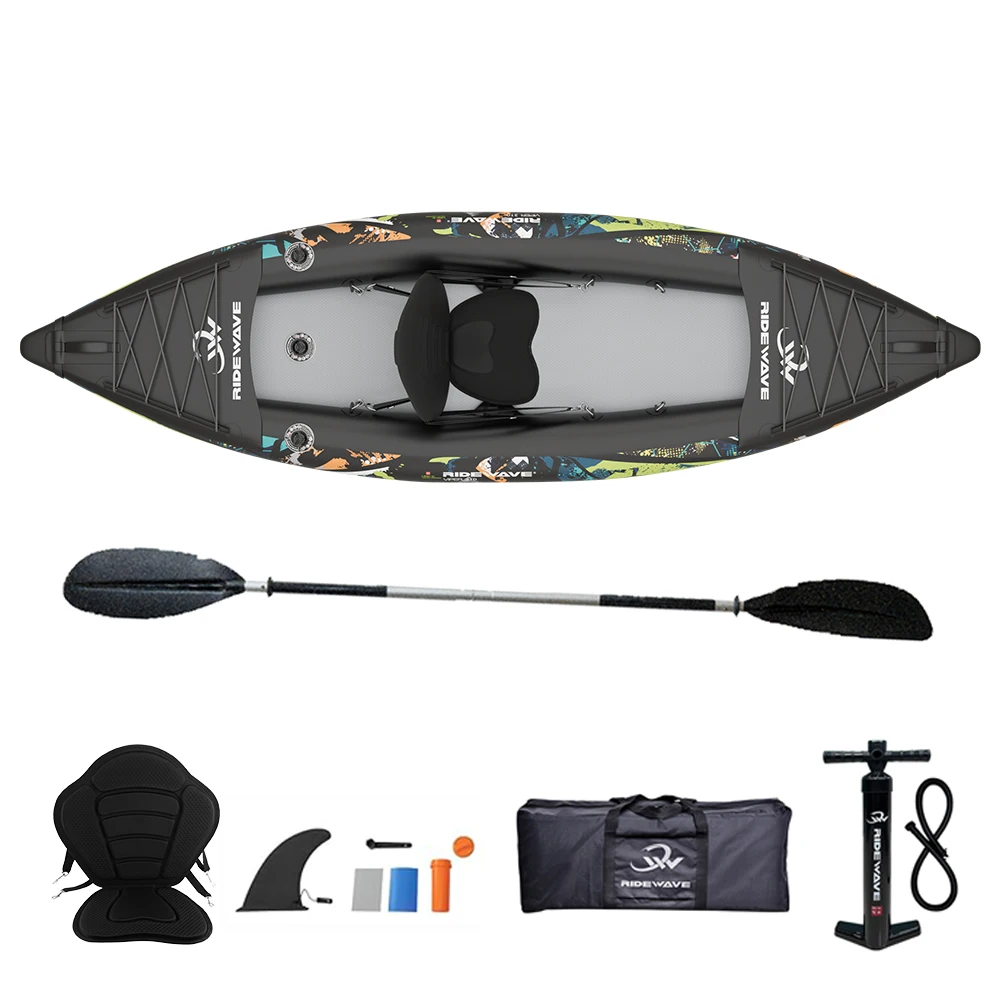 

Ridewave Reliable PVC Customized High Pressure 2 Person Fishing Inflatable Canoe Wholesale Drop Stitch Durable PVC Kayak