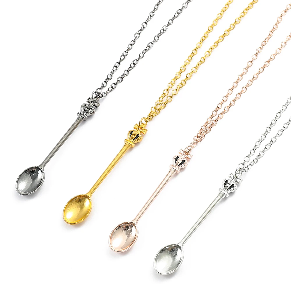 1PC personalized casual anime alloy cross crown spoon classic Alice snuff necklace