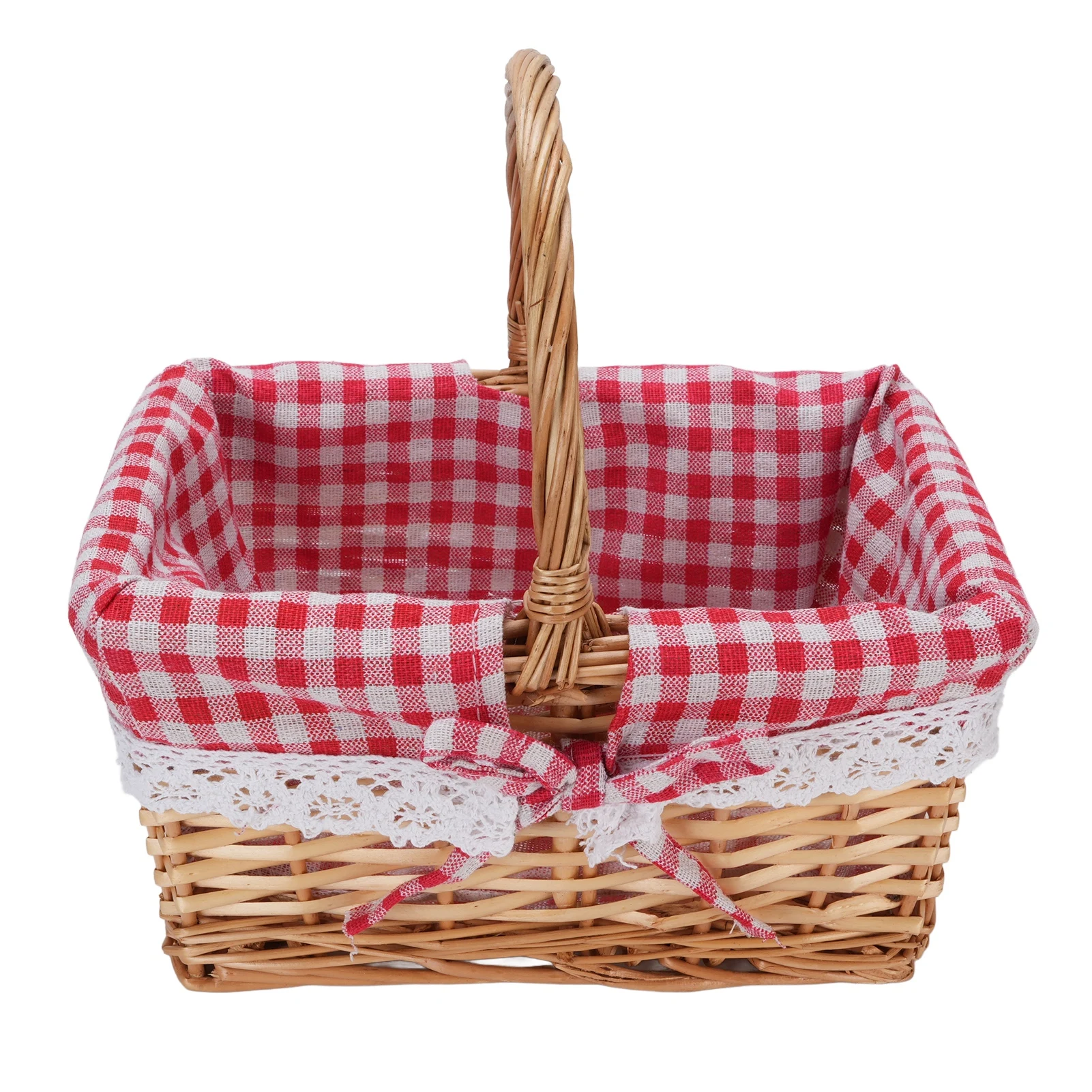 Wicker Picnic Basket Detachable Lining Spacious Capacity Handcrafted Vintage Storage Basket for Carrying Snacks Food Drink