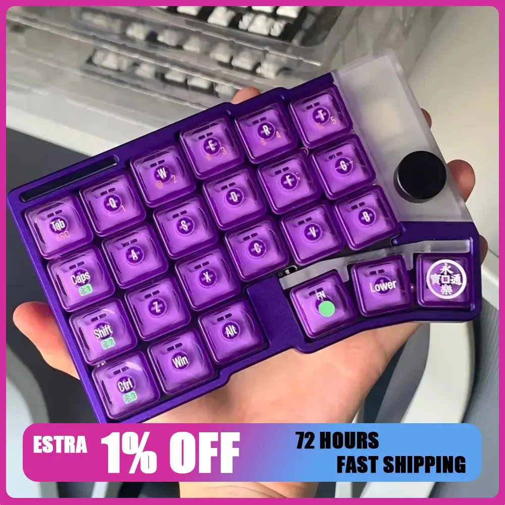 

Jezail Funder Cornix Split Keyboard Dual Mode Low Profile CNC Aluminum Case With Knob Wireless Mechanical Keyboard Support Vial