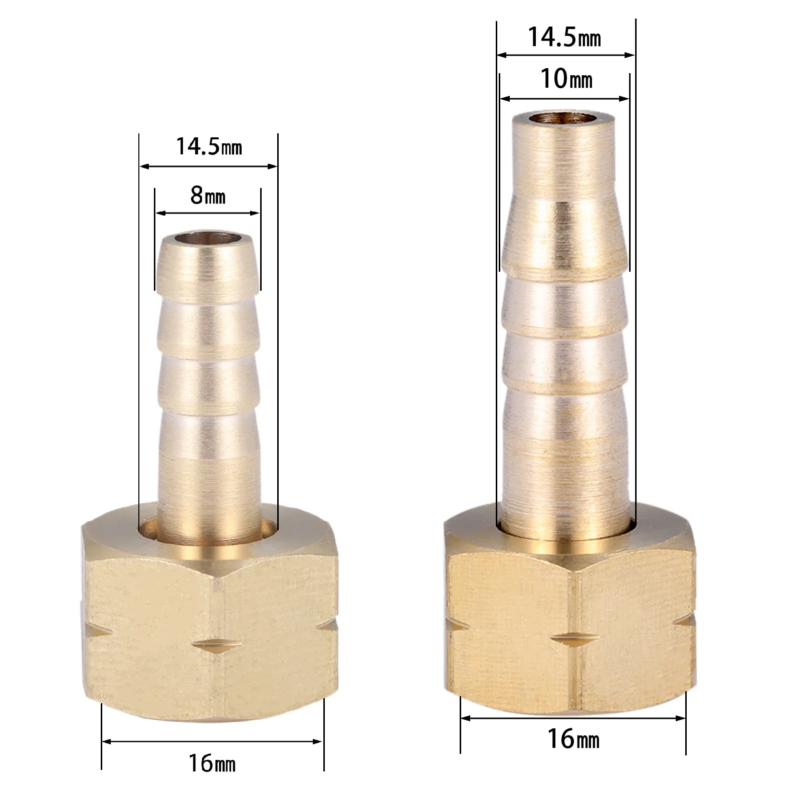 Hose Brass Pipe Fitting M16 Female Threaded To 8mm or 10mm Hose Barb Fitting Coupling for Connecting A Hose To A Pipe or Fitting