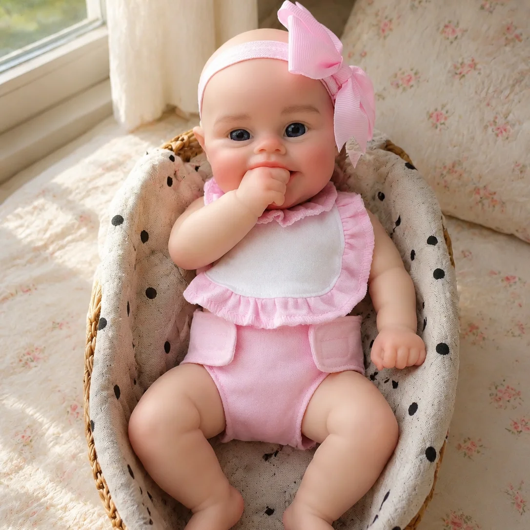 OtardDolls-1 PCS Cuddly Maddie 30 cm Open Mouth Solid Silicone Bebe Reborn Girl Dolls With Painted Skin Washable Newborn Dolls