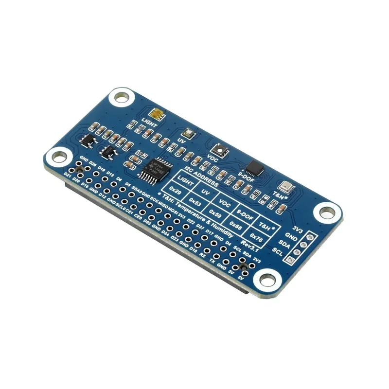 Waveshare Environment Sensor HAT Raspberry Pi,I2C Bus,Onboard Resources Including Ambient Light Sensor,VOC Sensor,IR/